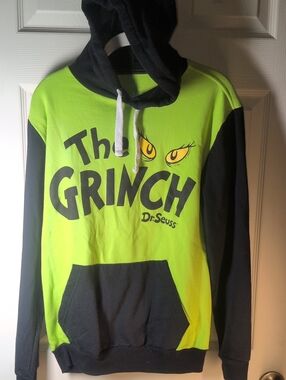 Dr. Seuss The Grinch Neon Green & Black Crewneck Hoodie